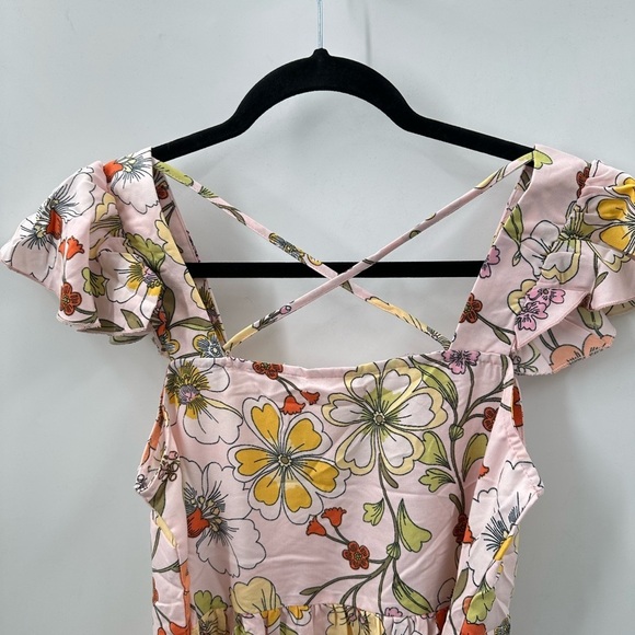 LOTTIE & HOLLIE pink floral mini tiered ruffle sleeve woman boho dress NWT XS,S - Picture 11 of 16